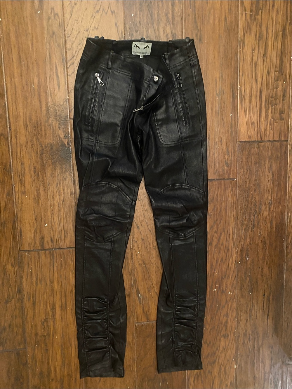 Black Skinny Faux Leather Jeans for Women - Moto Style